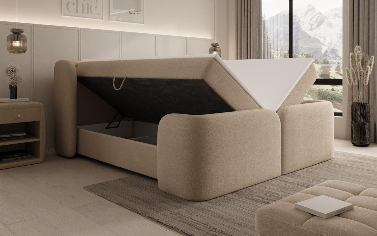 Riva Bouclé Boxspringbett mit Integriertem Stauraum – Luxuriöser Schlafkomfort und Elegantes Design