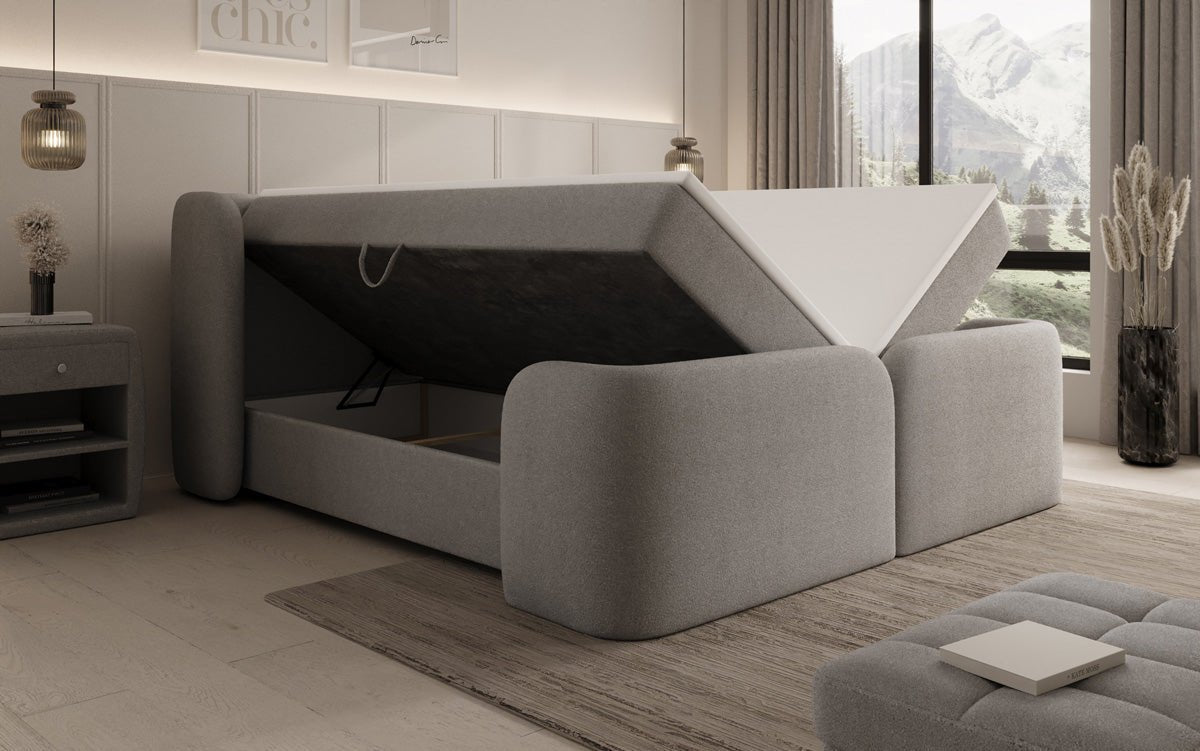Riva Bouclé Boxspringbett mit Integriertem Stauraum – Luxuriöser Schlafkomfort und Elegantes Design