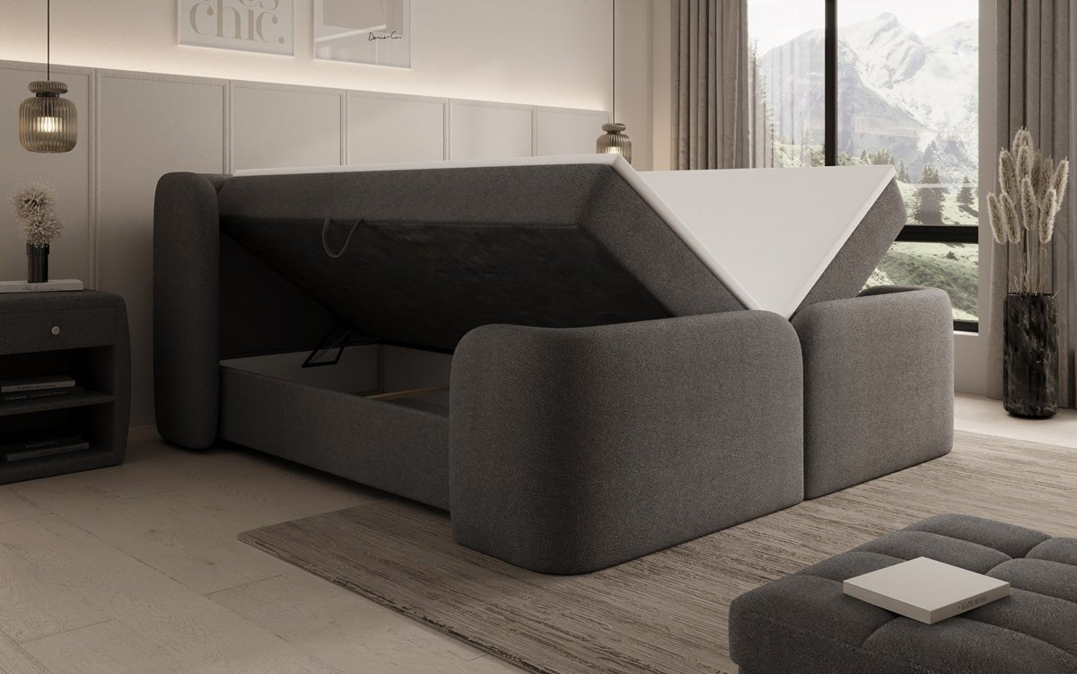Riva Bouclé Boxspringbett mit Integriertem Stauraum – Luxuriöser Schlafkomfort und Elegantes Design
