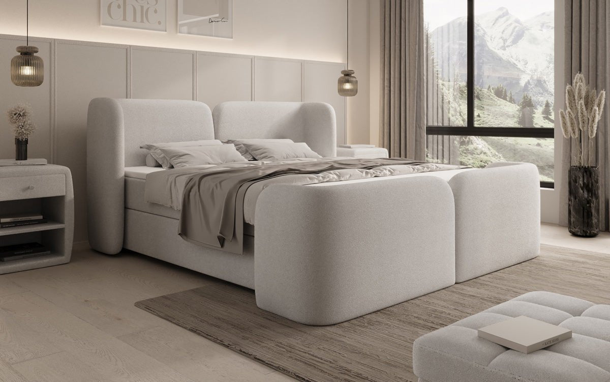 Riva Bouclé Boxspringbett mit Integriertem Stauraum – Luxuriöser Schlafkomfort und Elegantes Design