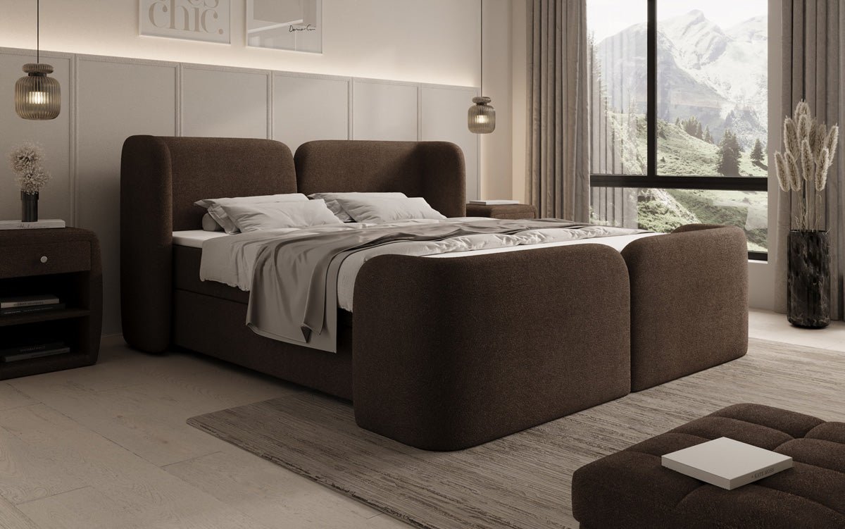 Riva Bouclé Boxspringbett mit Integriertem Stauraum – Luxuriöser Schlafkomfort und Elegantes Design