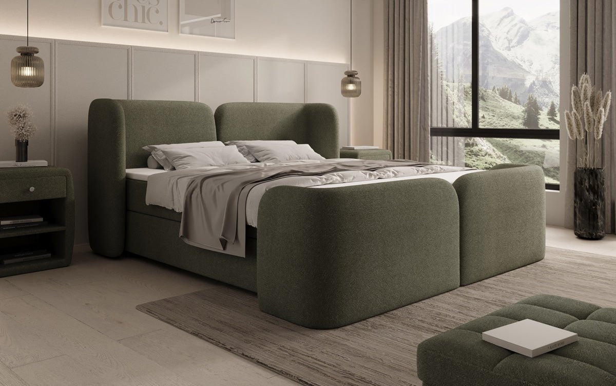 Riva Bouclé Boxspringbett mit Integriertem Stauraum – Luxuriöser Schlafkomfort und Elegantes Design