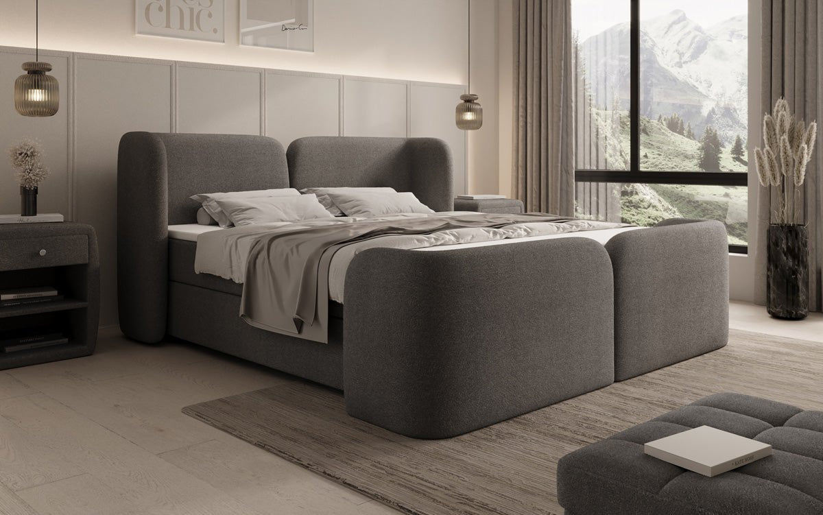 Riva Bouclé Boxspringbett mit Integriertem Stauraum – Luxuriöser Schlafkomfort und Elegantes Design