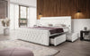 Luxuriöses Diva Bouclé Boxspringbett mit USB, LED & 2 Schubladen