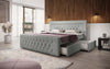 Luxuriöses Diva Bouclé Boxspringbett mit USB, LED & 2 Schubladen