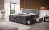 Luxuriöses Diva Bouclé Boxspringbett mit USB, LED & 2 Schubladen