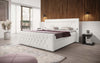 Luxuriöses Diva Bouclé Boxspringbett mit USB, LED & 2 Schubladen