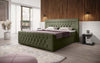 Luxuriöses Diva Bouclé Boxspringbett mit USB, LED & 2 Schubladen
