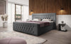 Luxuriöses Diva Bouclé Boxspringbett mit USB, LED & 2 Schubladen