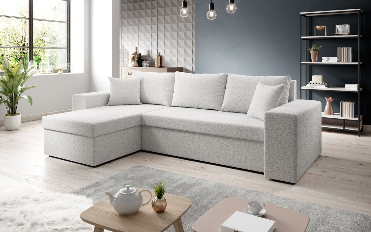 Denver Bouclé Schlafsofa: Elegantes, vielseitiges Design mit Klappfunktion für Komfort