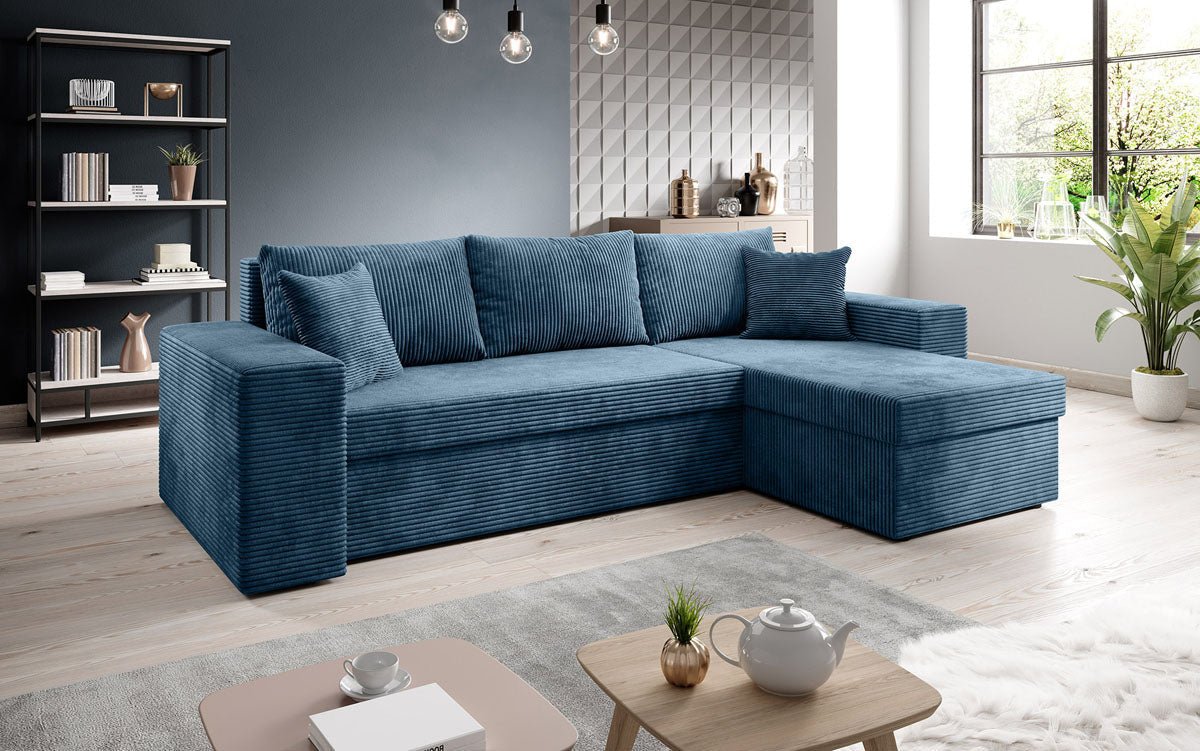 Denver Design Cord Ecksofa mit Schlaffunktion – Verwandlungssofa für Modernen Wohnkomfort