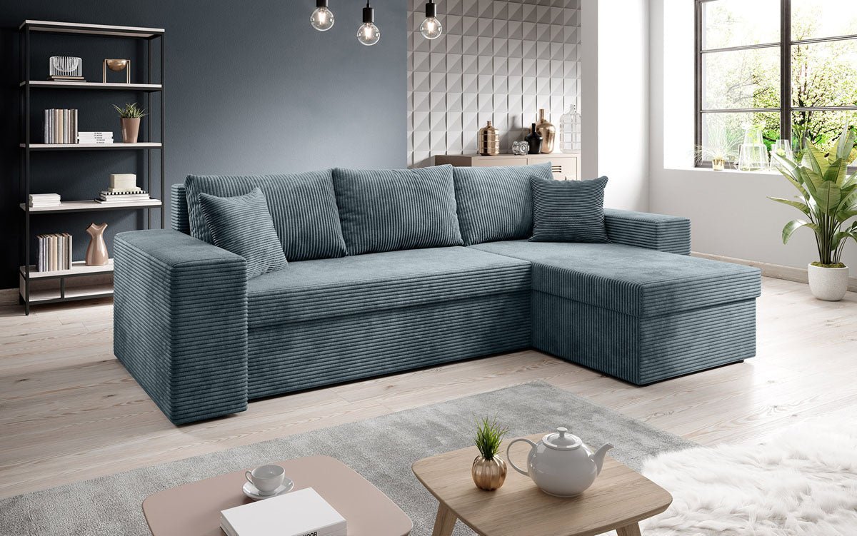 Denver Design Cord Ecksofa mit Schlaffunktion – Verwandlungssofa für Modernen Wohnkomfort