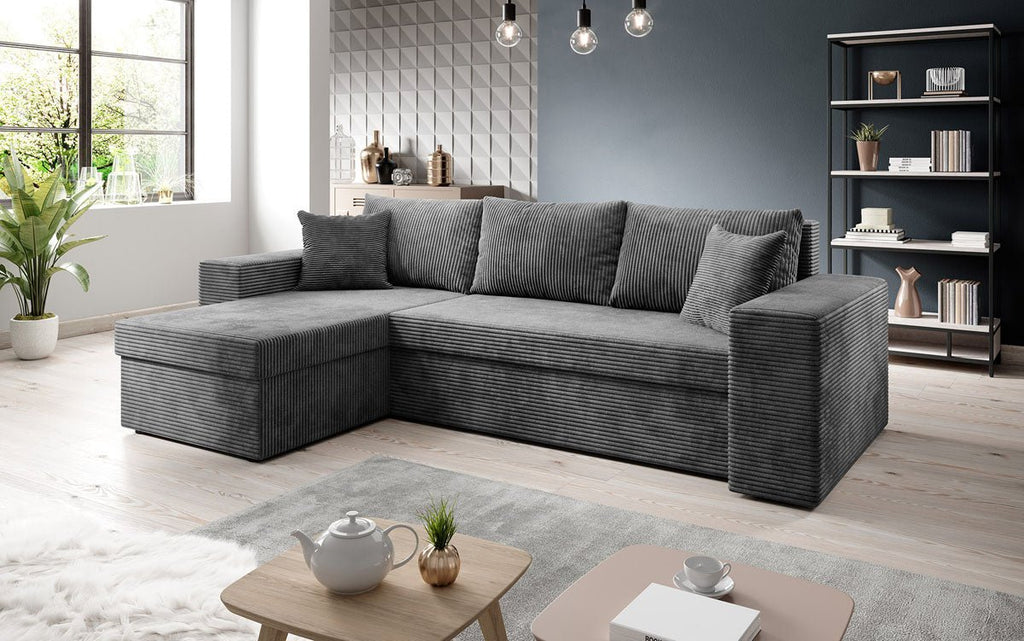Denver Design Cord Ecksofa mit Schlaffunktion – Verwandlungssofa für Modernen Wohnkomfort