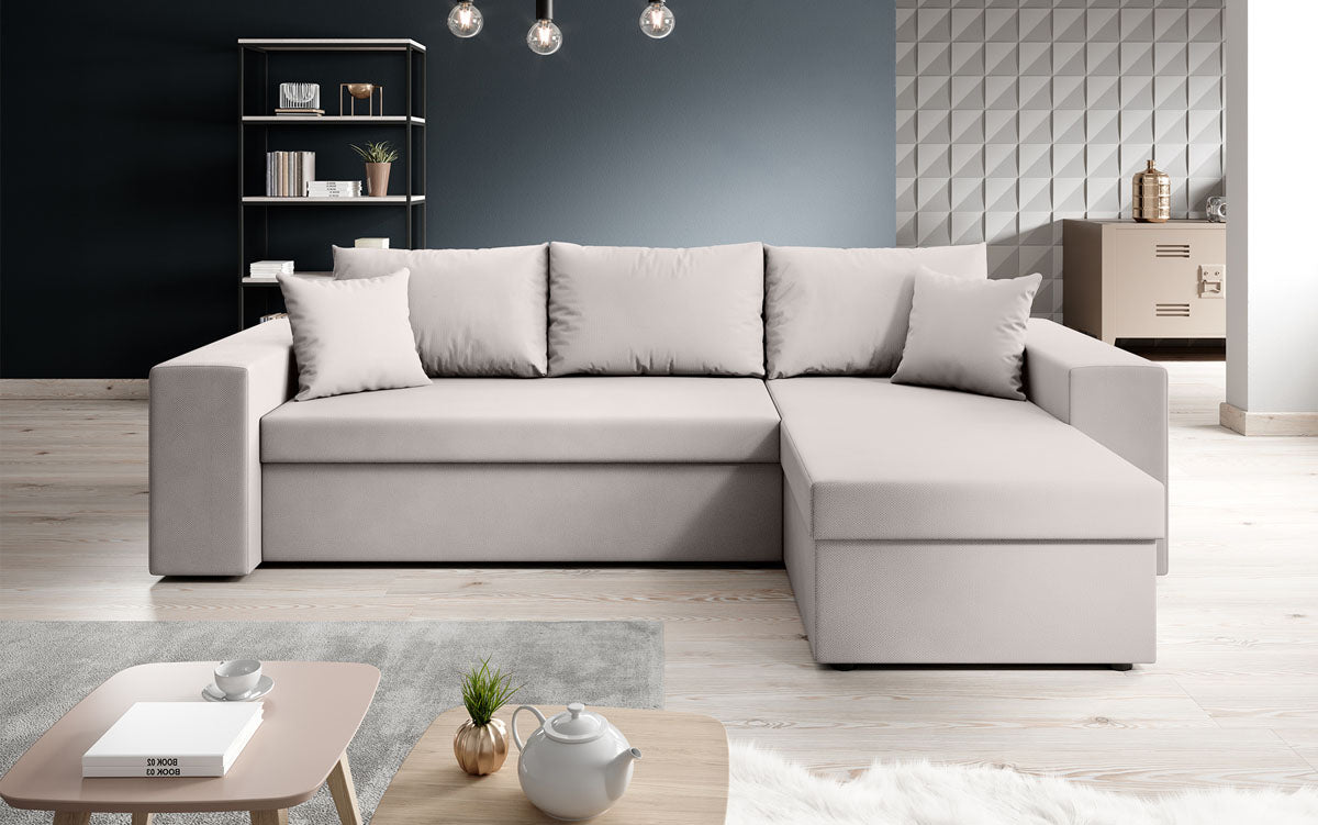 Denver Designer-Ecksofa: Multifunktional, Gemütlich, Stoffbezug mit Schlaf- und Klappfunktion