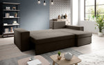 Lade das Bild in den Galerie-Viewer, Denver Designer-Ecksofa: Multifunktional, Gemütlich, Stoffbezug mit Schlaf- und Klappfunktion
