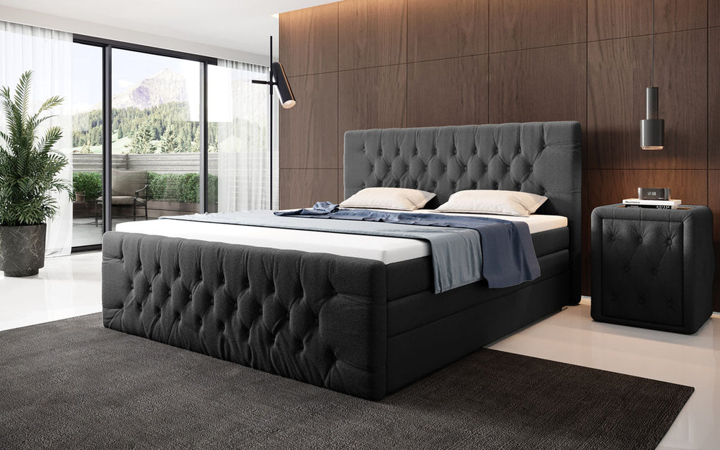 Luxuriöses Velutto Bouclé Boxspringbett mit Stauraum – Ultimativer Schlafkomfort
