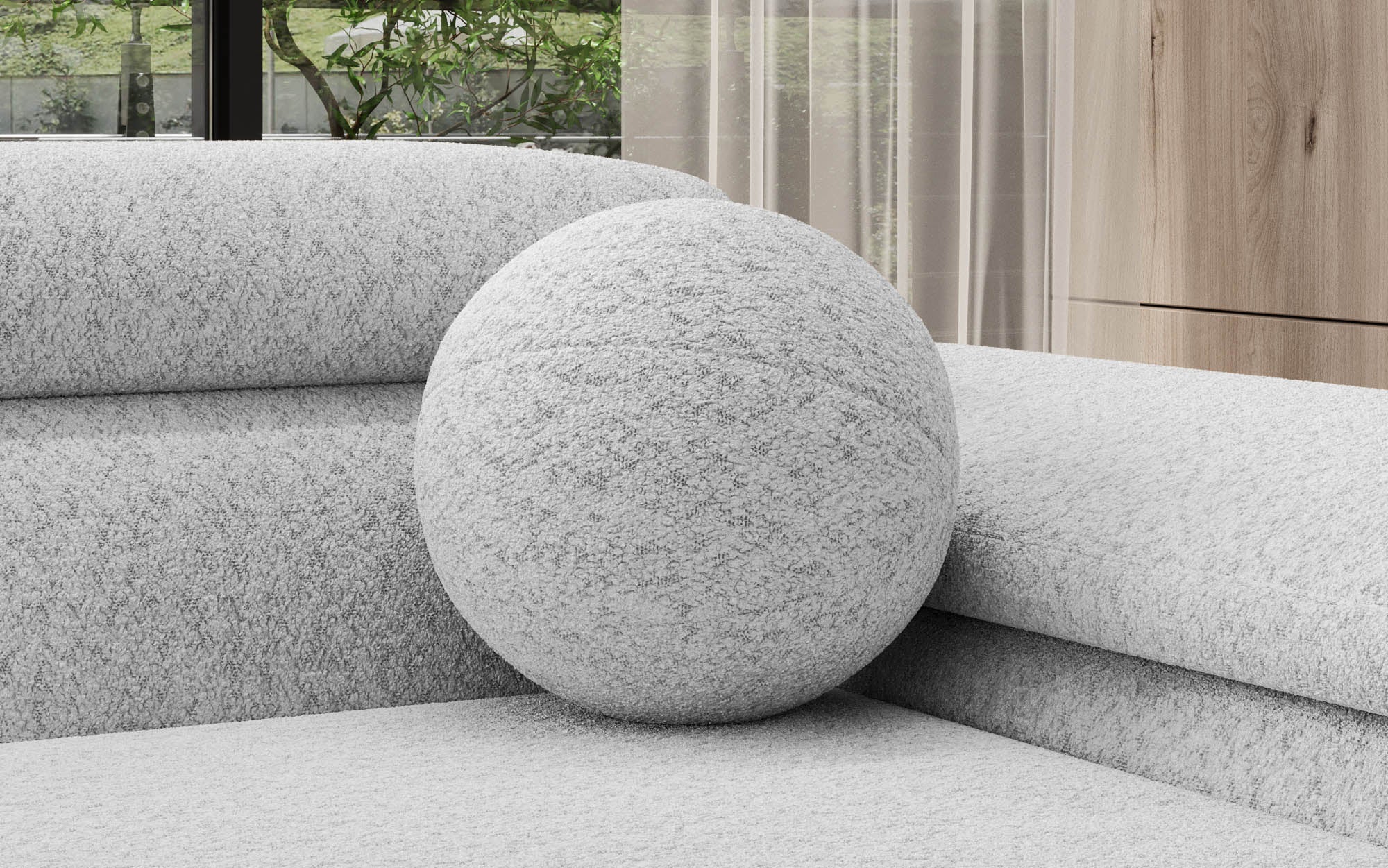 Luxuriöses Rundes Bouclé Zierkissen Globe – Stilvolles Deko Kissen für Komfort & Eleganz