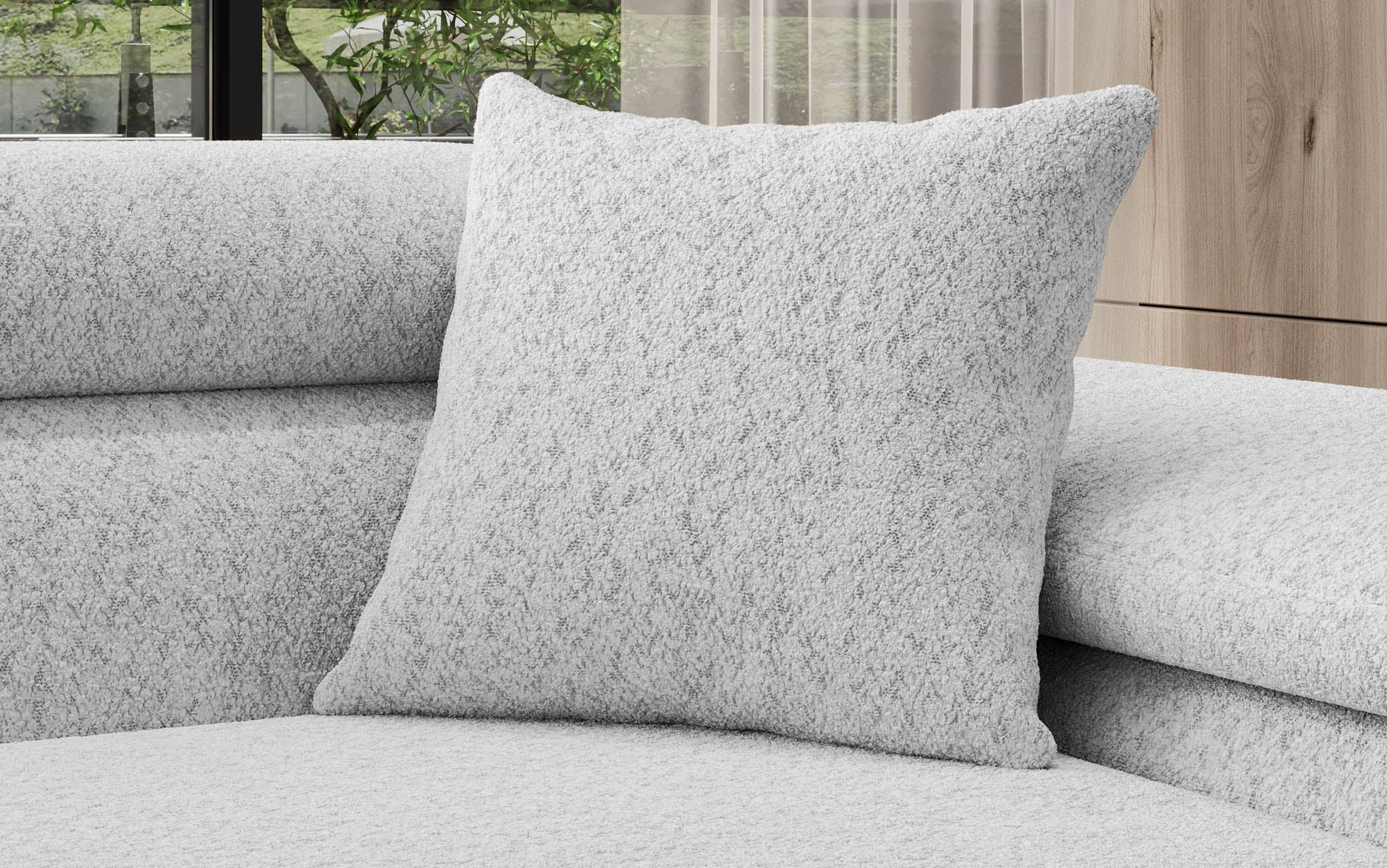 Luxuriöses Quadratisches Gava Zierkissen 50x50 aus Edlem Bouclé Stoff