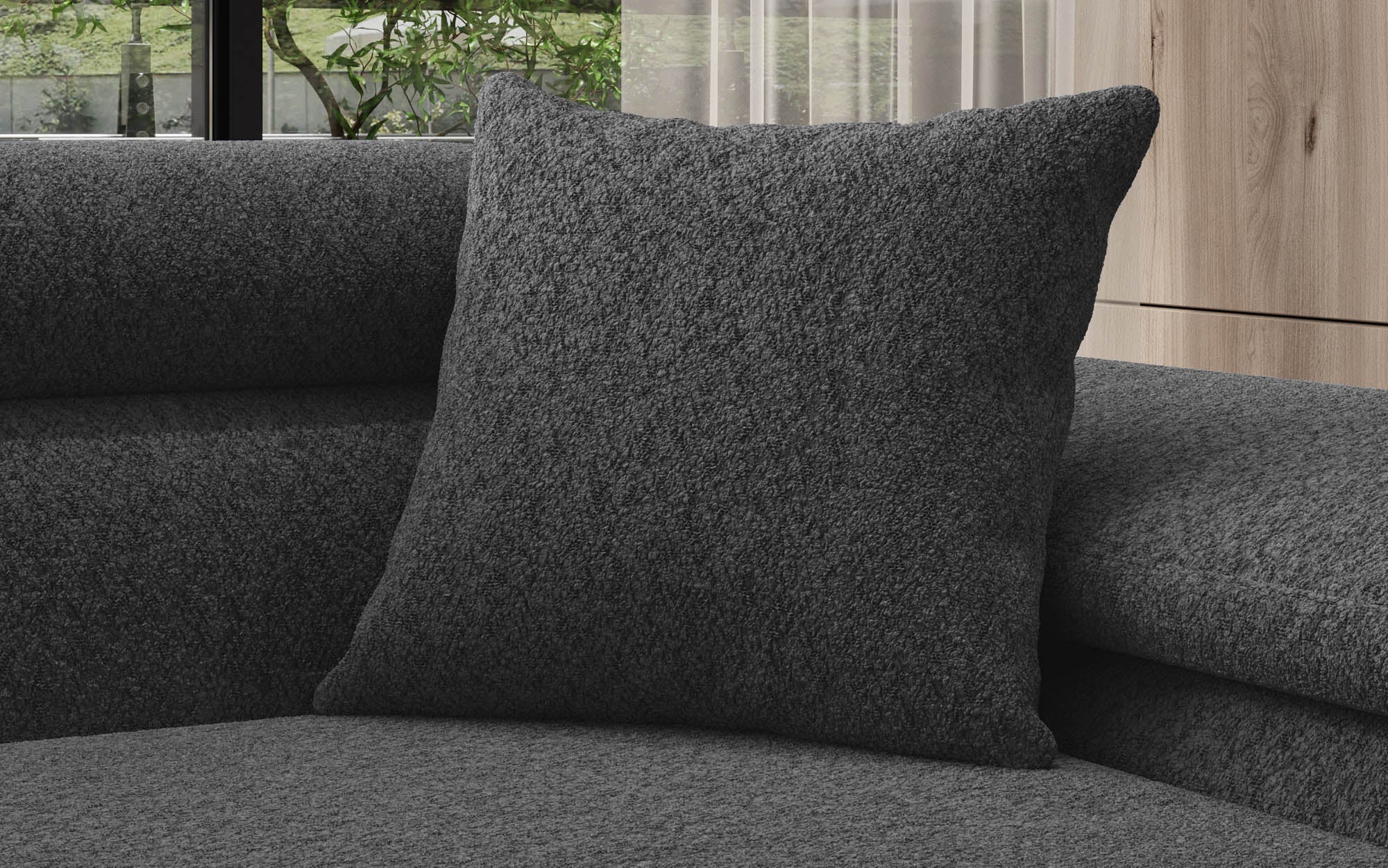 Luxuriöses Quadratisches Gava Zierkissen 50x50 aus Edlem Bouclé Stoff