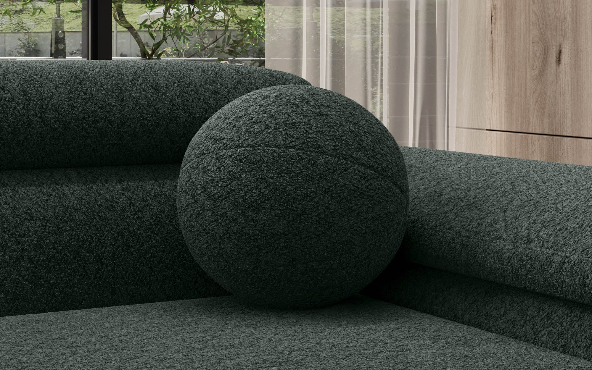 Luxuriöses Rundes Bouclé Zierkissen Globe – Stilvolles Deko Kissen für Komfort & Eleganz