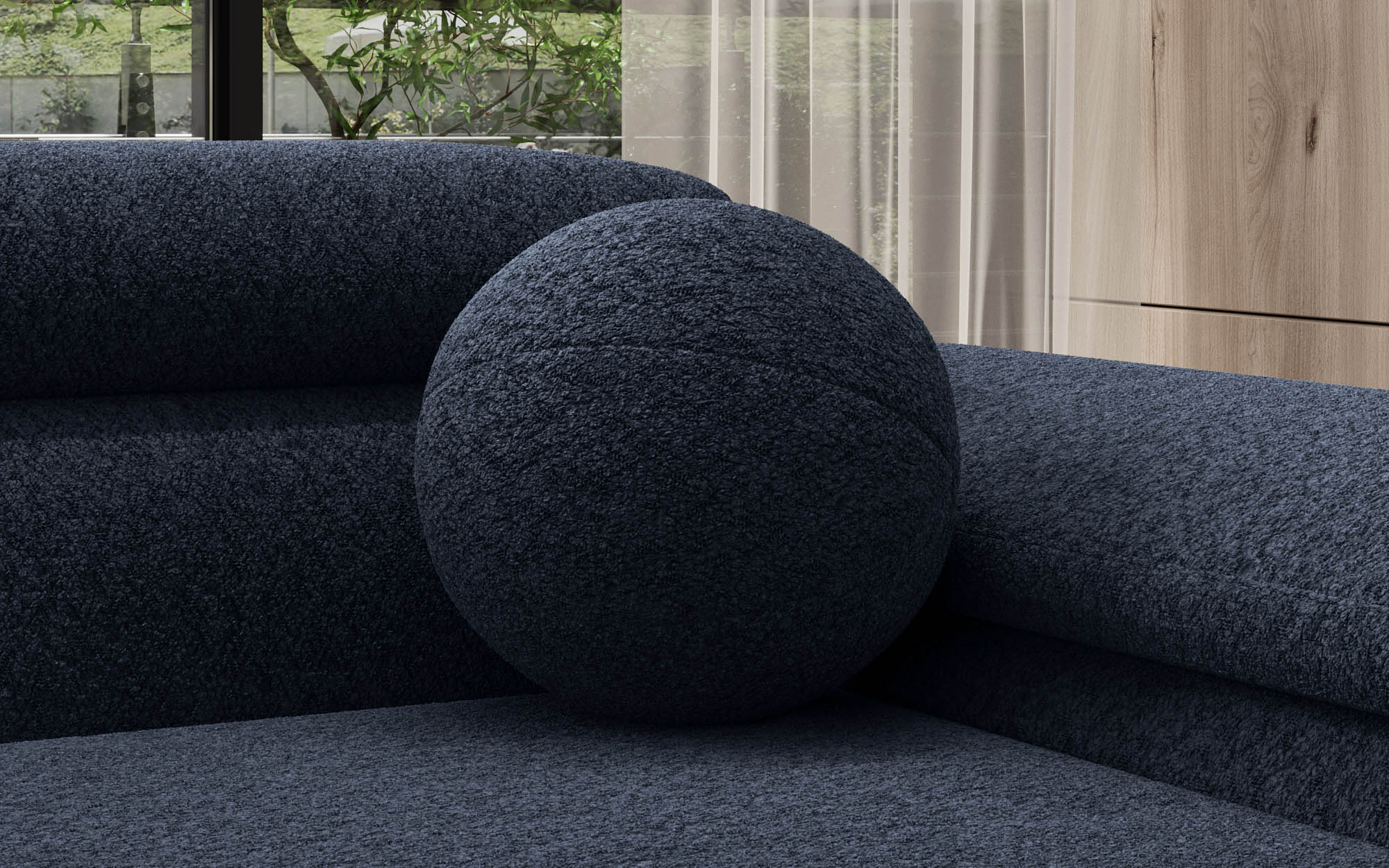 Luxuriöses Rundes Bouclé Zierkissen Globe – Stilvolles Deko Kissen für Komfort & Eleganz