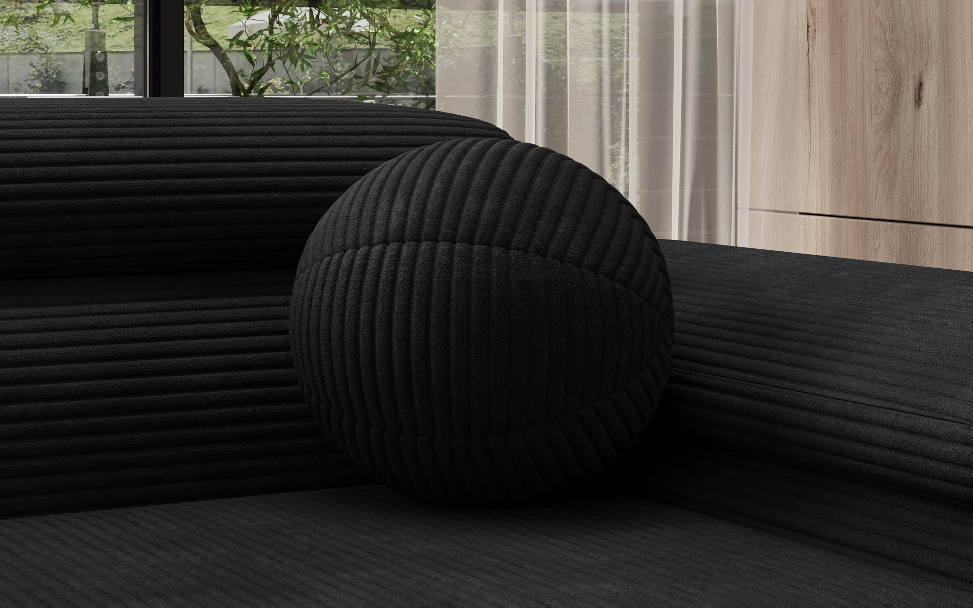 Modernes Rundes Cord Zierkissen Sphere Ø35cm – Stilvolles Dekokissen für gemütliche Akzente
