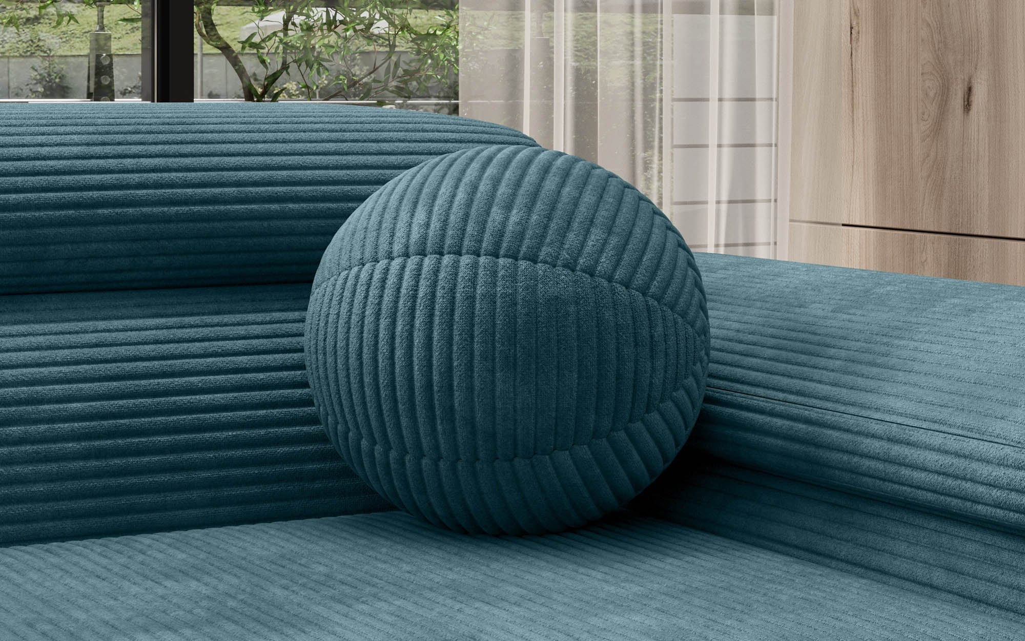 Modernes Rundes Cord Zierkissen Sphere Ø35cm – Stilvolles Dekokissen für gemütliche Akzente