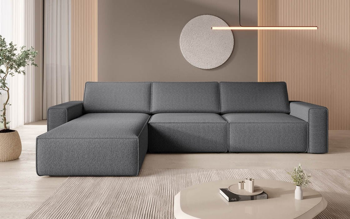Luxuriöses Modulares Ecksofa Yuma L: Stilvoll, Bequem, Anpassbar, Bouclé-Stoff