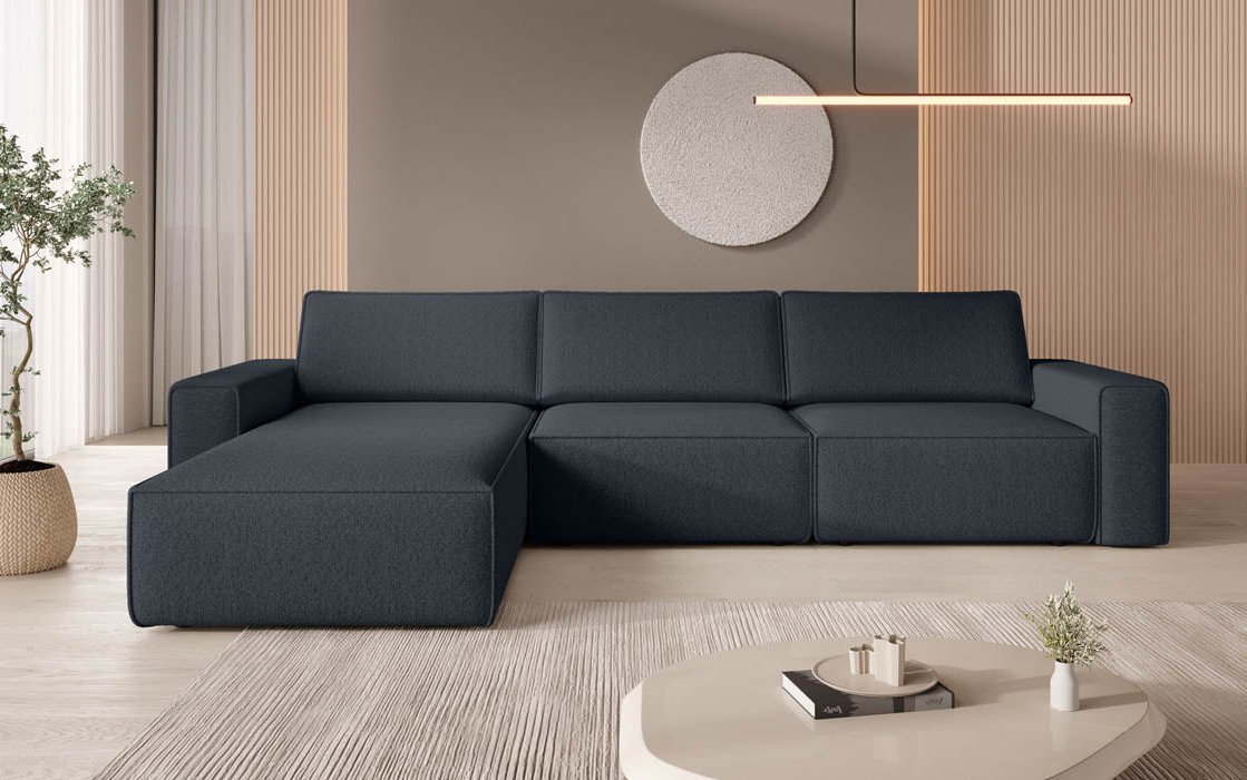 Luxuriöses Modulares Ecksofa Yuma L: Stilvoll, Bequem, Anpassbar, Bouclé-Stoff