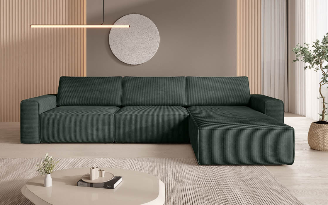 Yuma L Modulares Cord Ecksofa mit Schlaffunktion und Stauraum