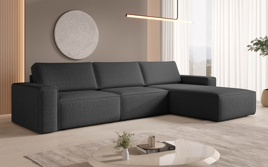 Luxuriöses Modulares Ecksofa Yuma L: Stilvoll, Bequem, Anpassbar, Bouclé-Stoff