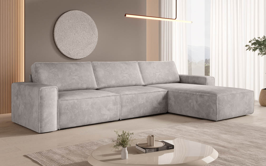 Yuma L Modulares Cord Ecksofa mit Schlaffunktion und Stauraum