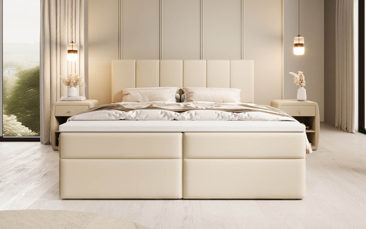 Aurelia Boxspringbett Kunstleder, cleverem Stauraum, inklusive Premium Topper