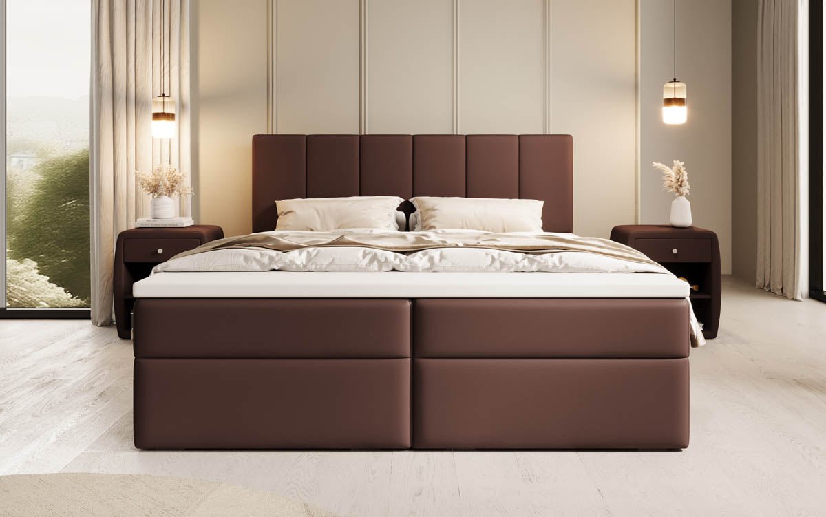 Aurelia Boxspringbett Kunstleder, cleverem Stauraum, inklusive Premium Topper