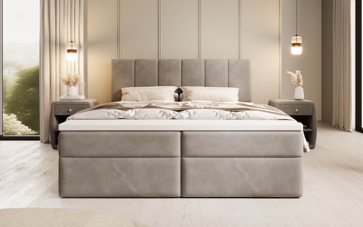 Aurelia Samt Boxspringbett: Luxuriöser Schlaf, Praktischer Stauraum, Eleganter Komfort