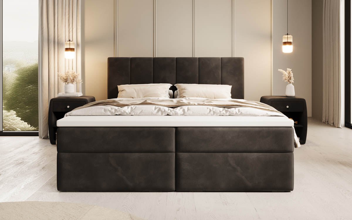 Aurelia Samt Boxspringbett: Luxuriöser Schlaf, Praktischer Stauraum, Eleganter Komfort