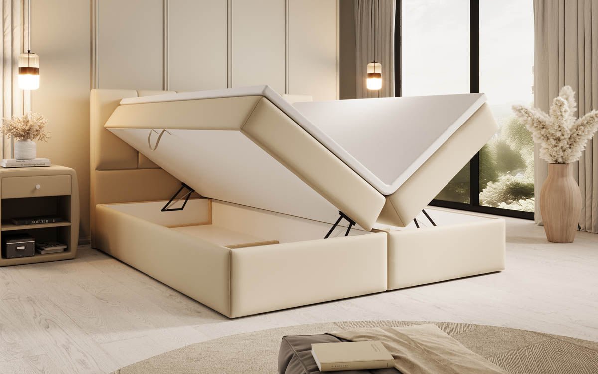 Aurelia Boxspringbett Kunstleder, cleverem Stauraum, inklusive Premium Topper