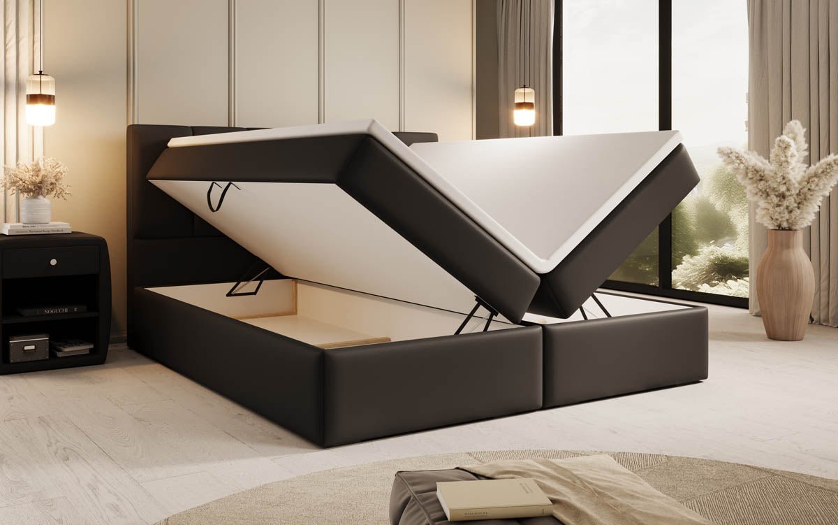 Aurelia Boxspringbett: Luxuriöses Kunstleder mit Praktischem Stauraum für Ihr Zuhause