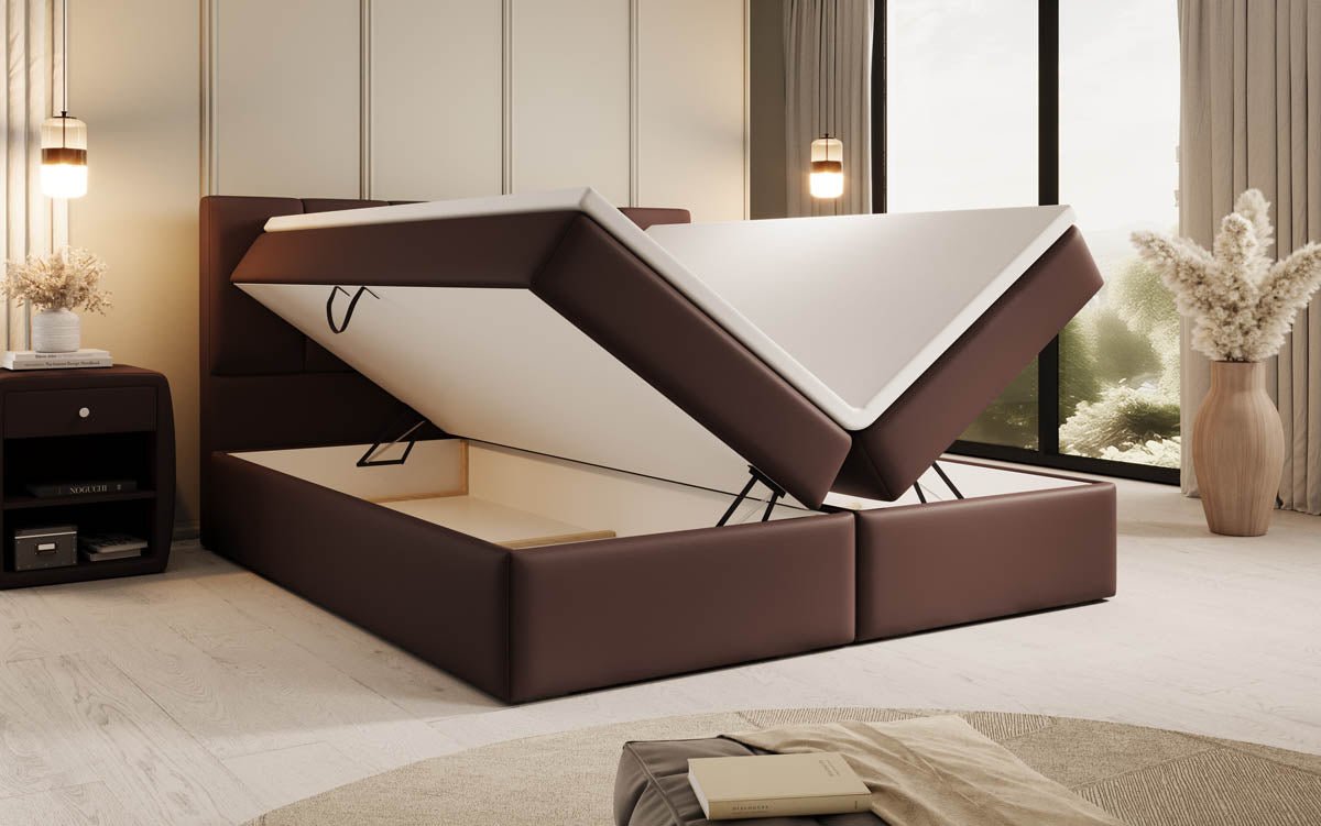 Aurelia Boxspringbett Kunstleder, cleverem Stauraum, inklusive Premium Topper