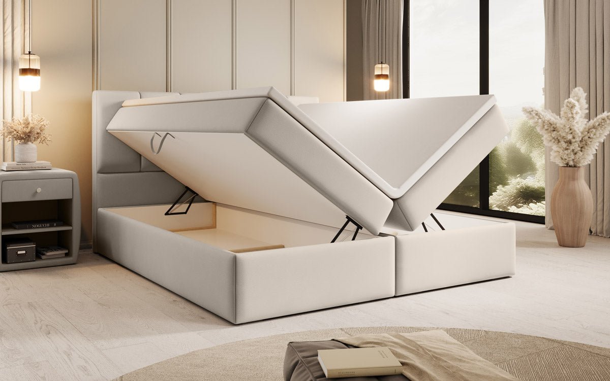Luxuriöses Boxspringbett Aurelia Stoffbett mit Integriertem Stauraum für Schlafzimmer