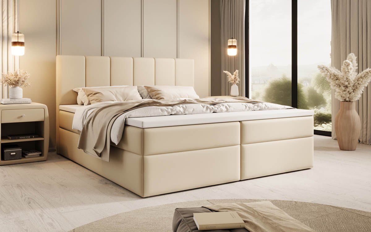 Aurelia Boxspringbett Kunstleder, cleverem Stauraum, inklusive Premium Topper