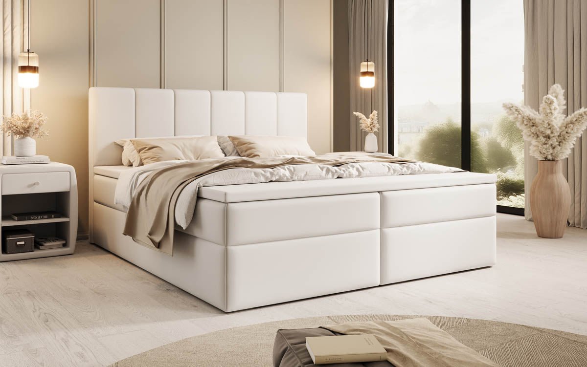 Aurelia Boxspringbett Kunstleder, cleverem Stauraum, inklusive Premium Topper