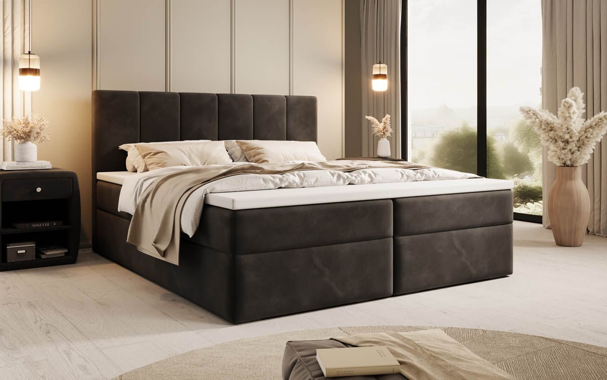 Aurelia Samt Boxspringbett: Luxuriöser Schlaf, Praktischer Stauraum, Eleganter Komfort