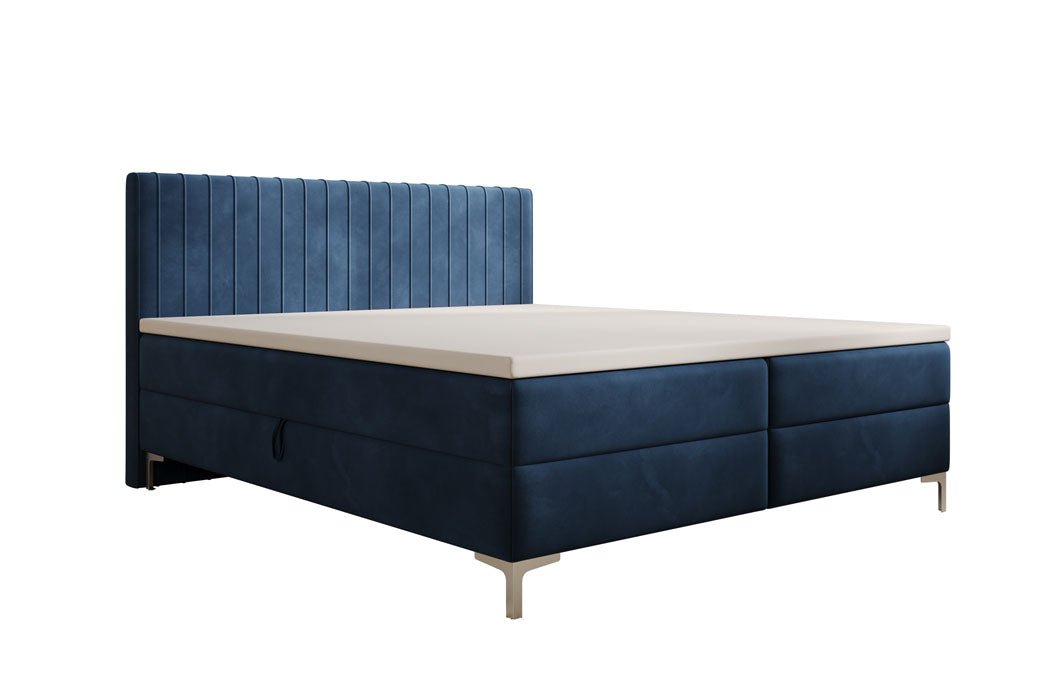 Leona Luxus Samt Boxspringbett mit Geräumigem Stauraum und Komfort Topper