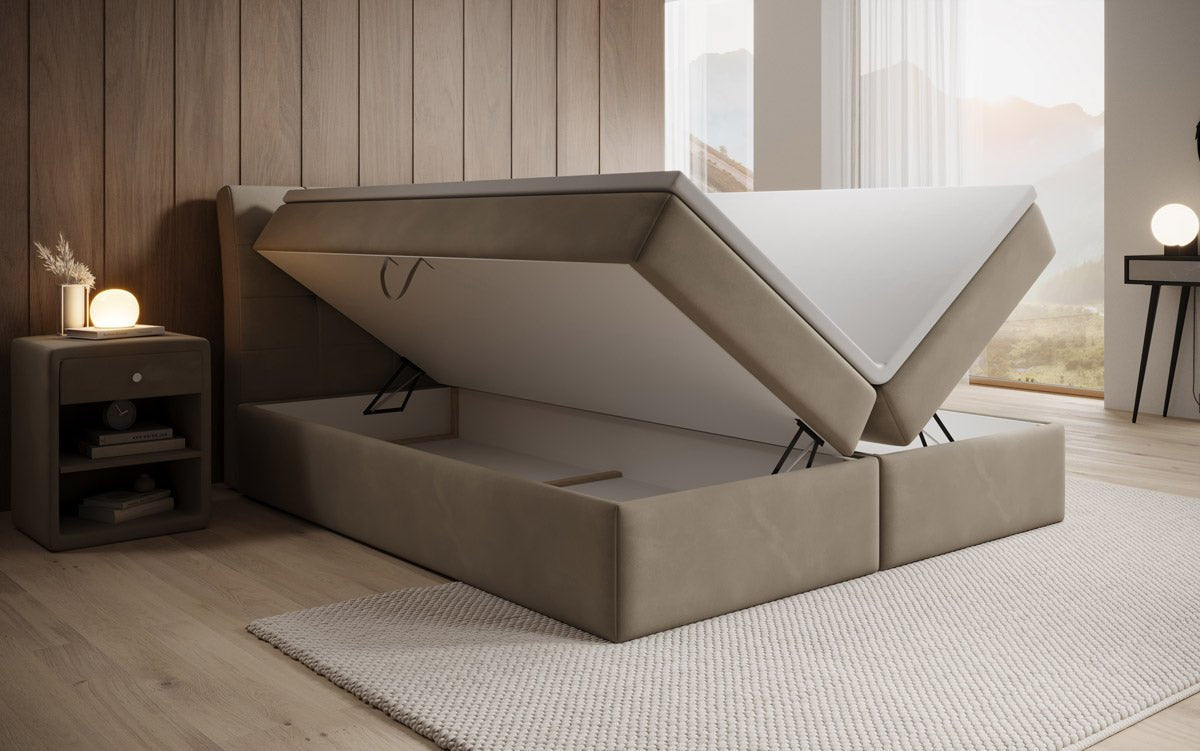 Luxuriöses Samt Boxspringbett Amalia: Ultimativer Schlafkomfort & Eleganz mit Stauraum