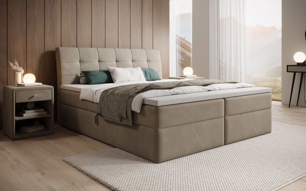 Luxuriöses Samt Boxspringbett Amalia: Ultimativer Schlafkomfort & Eleganz mit Stauraum