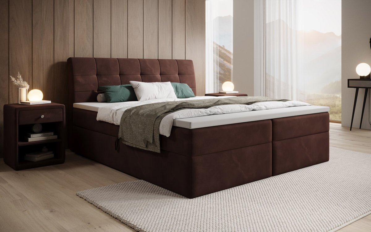 Luxuriöses Samt Boxspringbett Amalia: Ultimativer Schlafkomfort & Eleganz mit Stauraum