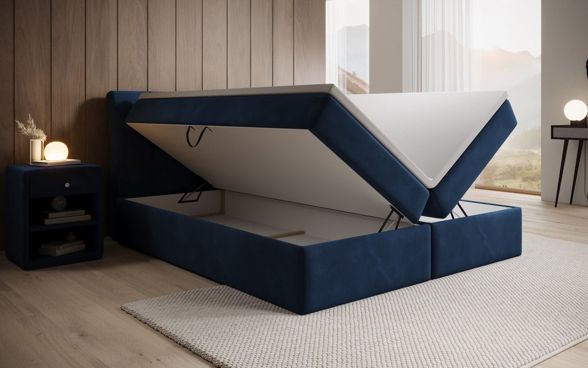 Luxuriöses Samt Boxspringbett Amalia: Ultimativer Schlafkomfort & Eleganz mit Stauraum