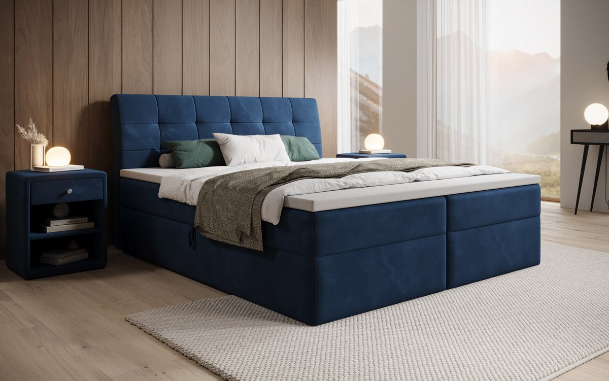 Luxuriöses Samt Boxspringbett Amalia: Ultimativer Schlafkomfort & Eleganz mit Stauraum