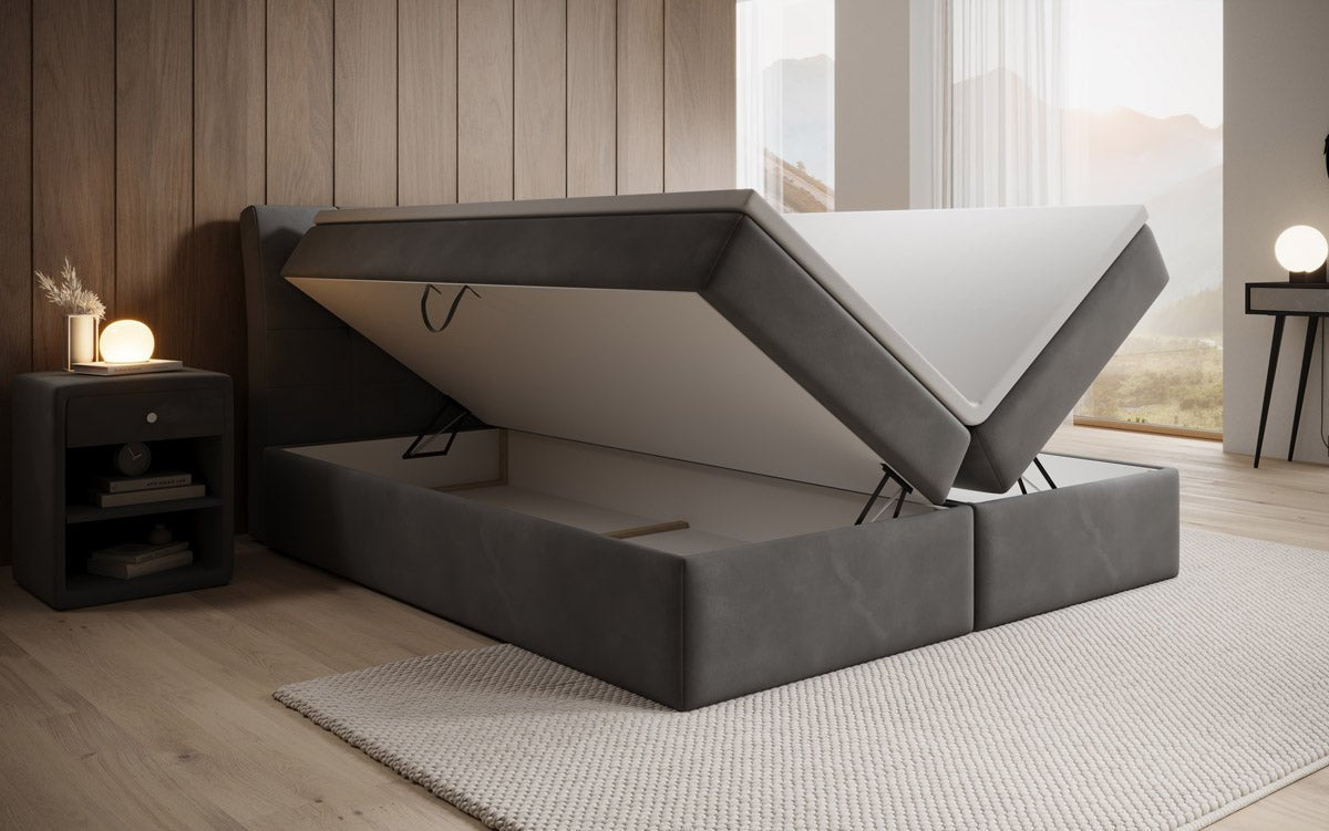 Luxuriöses Samt Boxspringbett Amalia: Ultimativer Schlafkomfort & Eleganz mit Stauraum